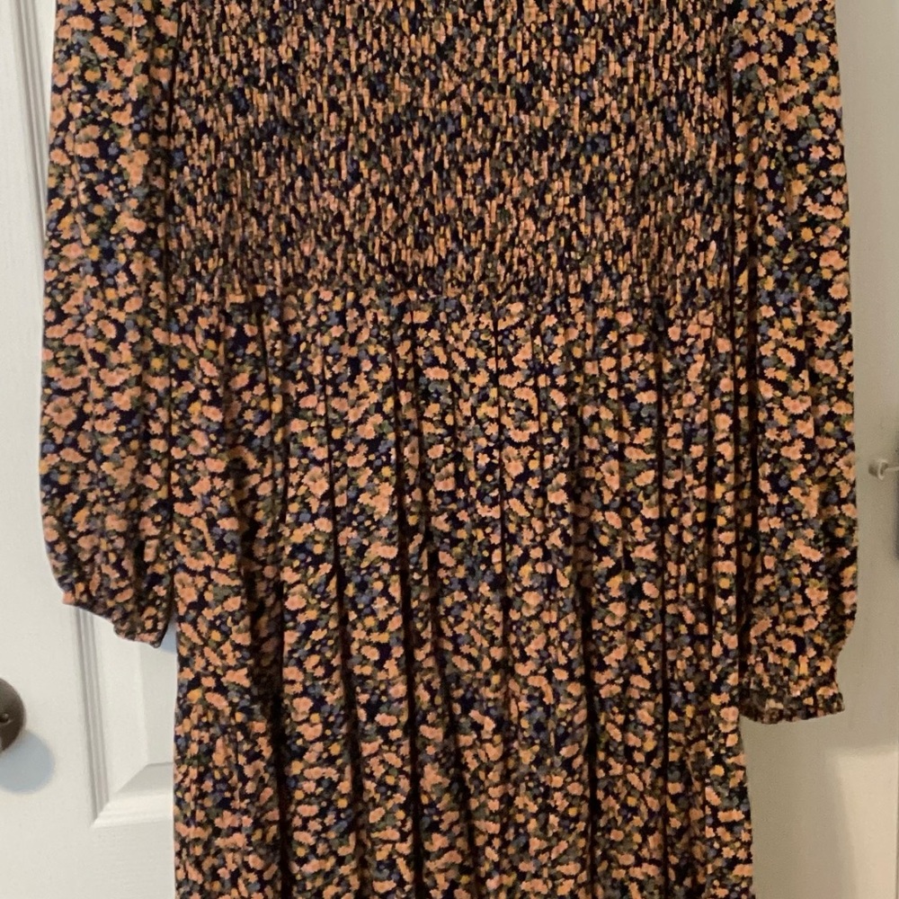 BloomChic Floral Long Sleeve Dress - Black with Two Tone Yellow and Blue Floral
